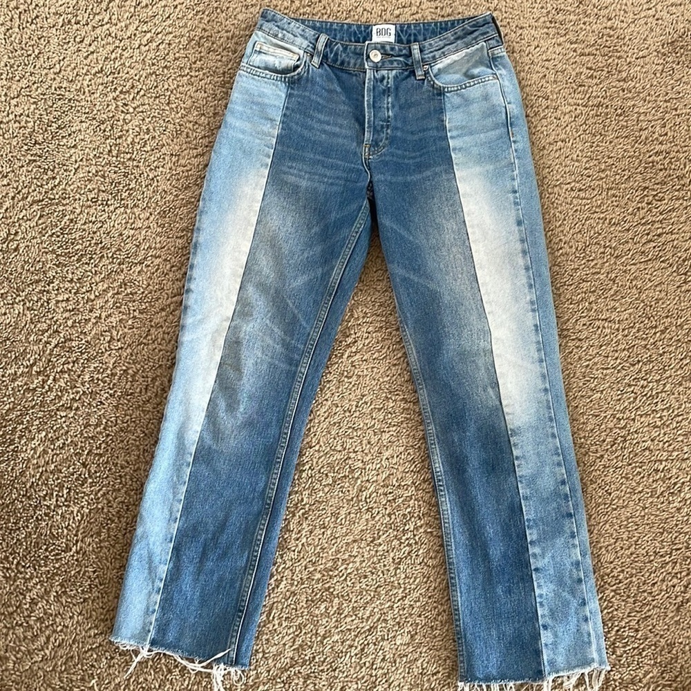 BDG Two-Tone Blue Straight Leg Jeans